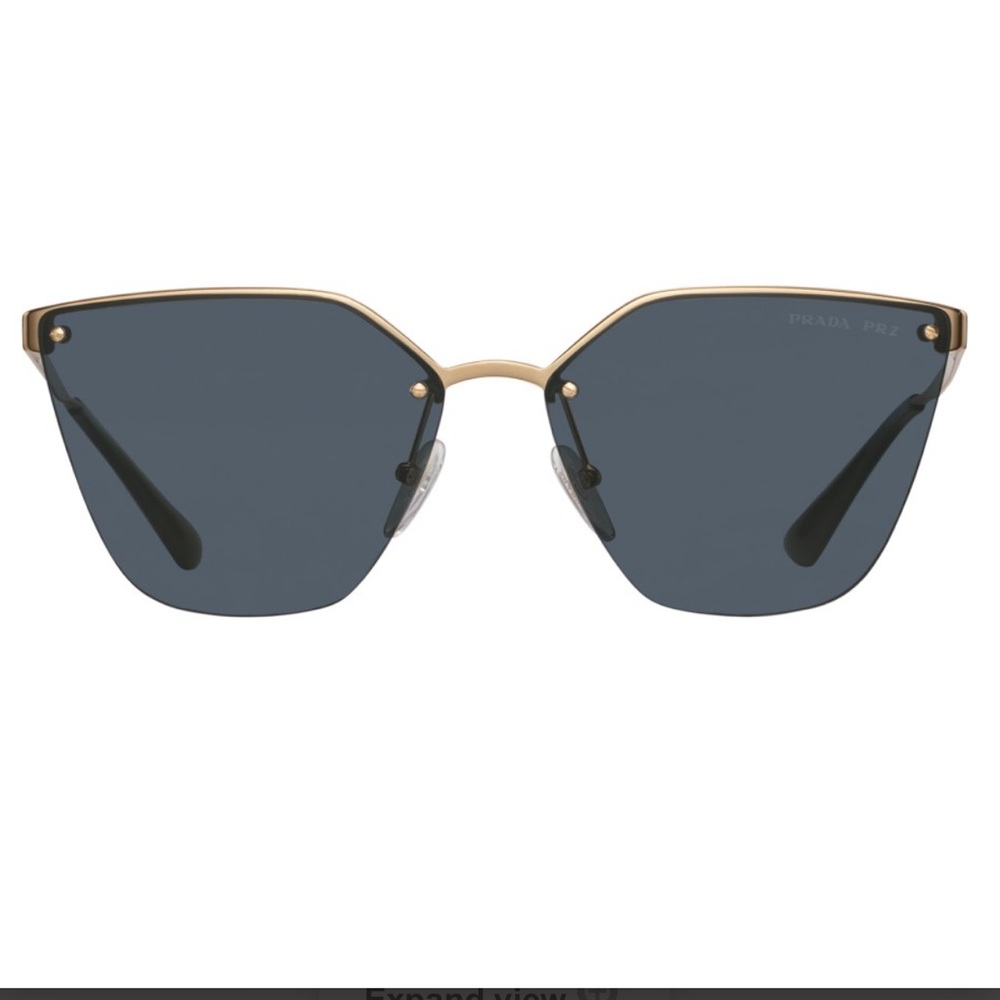 NIB Prada Polarized Antique Gold Tone Geometric Cat Eye